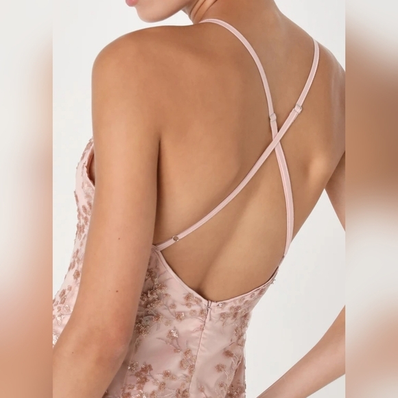 Lulus Blissful Blossoms Blush Pink Mesh Sequin Embroidery Backless Maxi Dress XL - Picture 6 of 13